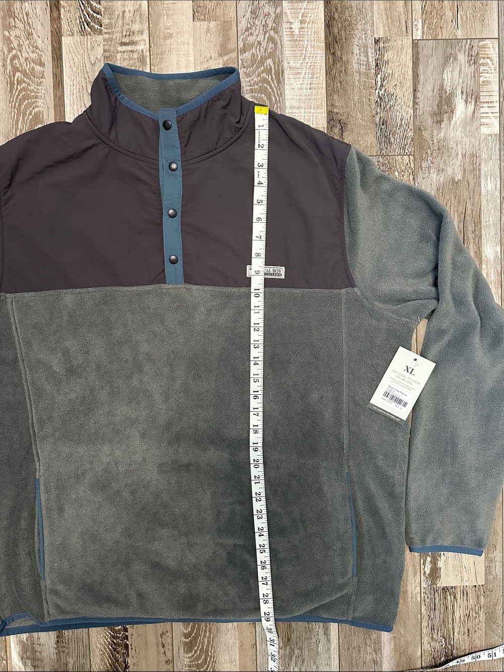 Men's Local Boy Quarter Snap Fleece Pullover - Gray and Blue NWT! - Picture 7 of 8